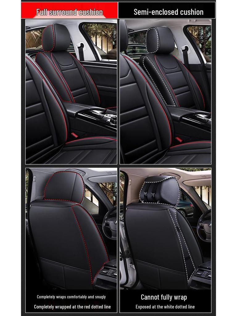 2025 Universelles Voll-/Halbwickel Leder Cartoon Autositzkissen für alle Jahreszeiten