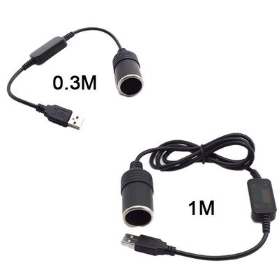 Θύρα USB 5V Τύπος A Αρσενικό σε υποδοχή αναπτήρα 12V Υποδοχή καλωδίου σε μετατροπέα ρεύματος αυτοκινήτου