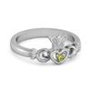 Pierścionek z symbolem dziedzictwa irlandzkiego Claddagh z perydotem - Srebro Sterling 925