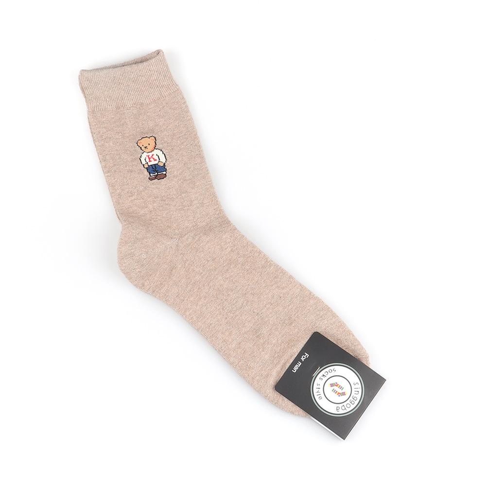 

1 пара мужских носков с изображением мультяшного медведя в простом стиле, удобные дышащие носки до середины голени, спортивные модели Campus, хлопковые носки 40-45