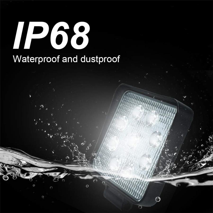 Pair 4.5Inch 9LED 45W 6500K Aluminum Square LED Work Light Fog Driving Lamp Offroad SUV Spotlight Bar Boat