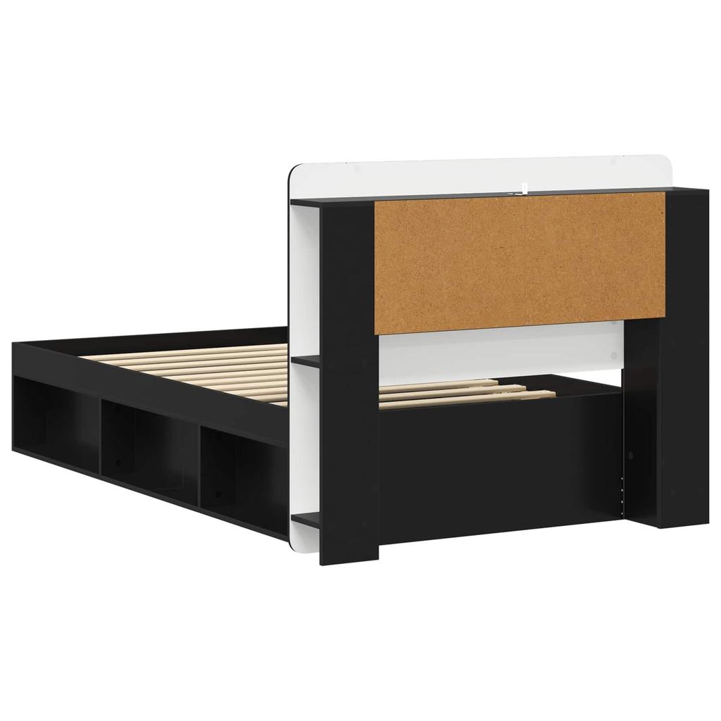 Bed Frame with Storage Space Black 90 X 200 Cm Engineered Wood