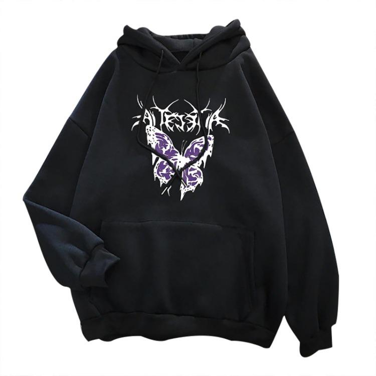 Women's Fashion Casual Printed Hooded Sweatshirt Long Sleeve Tops