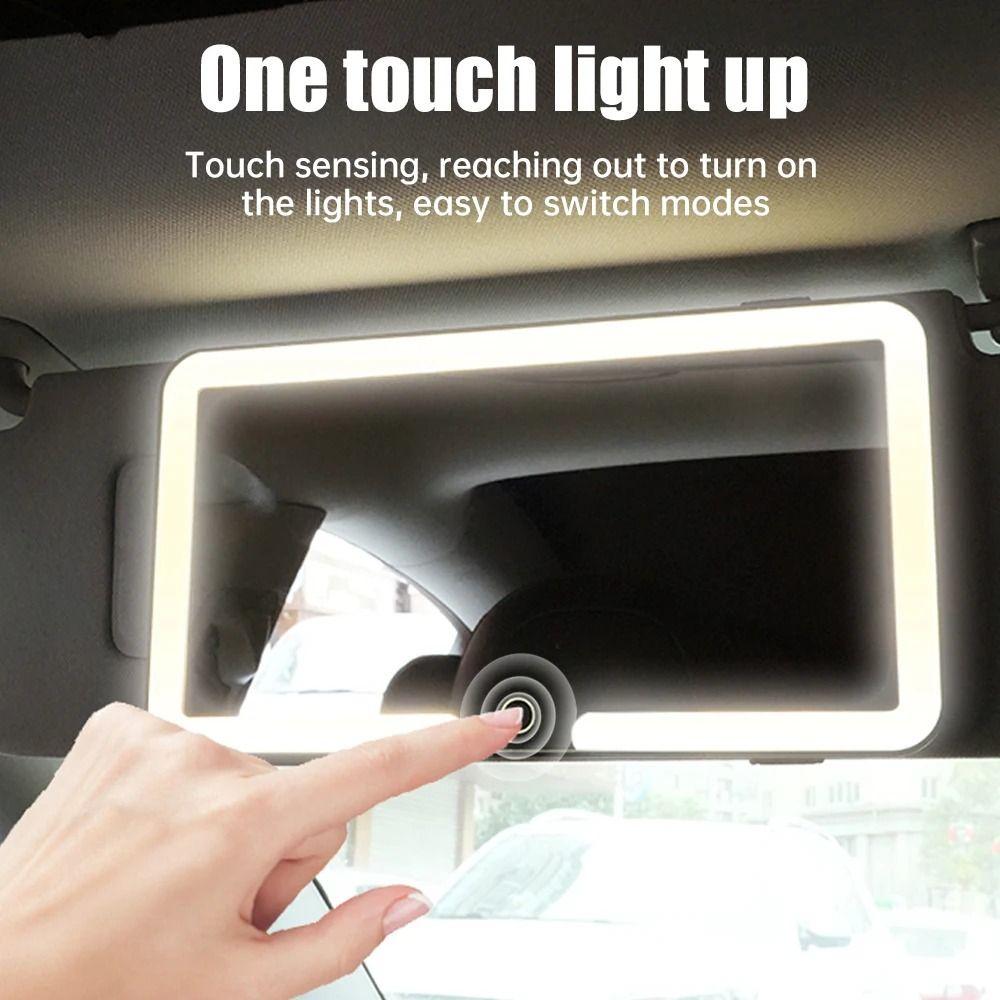 Auto Vanity Mirror Makeup Mirror Three Gear Adjustment LED Mirror  Sun Visor Plate
