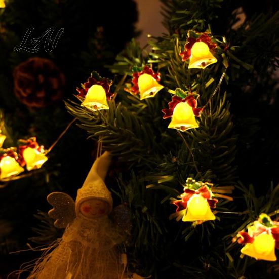 Warm Glow Party Decorations 78"/196" Christmas Bell String Light 20/50 LEDs Plastic Fairy Light with Indoor Hanging Lamps White Glow Battery