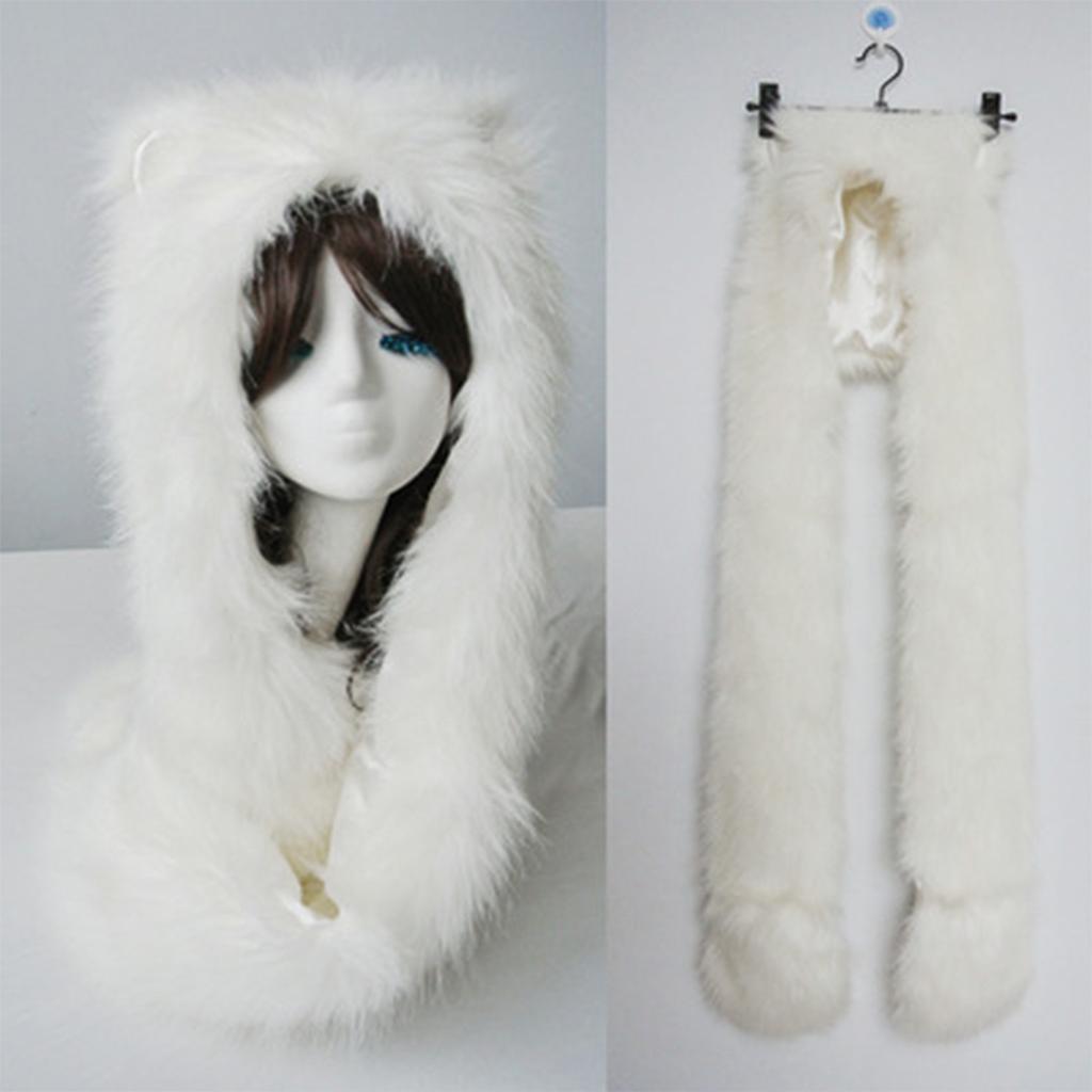 Earflap Glove Hat Soft Furry Headwear Glove Scarves Hats Fashionable Winter Hat Winter Headwear
