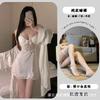 Night cat sexy lingerie robe suspender deep V chest pad with steel rim pajamas women's hot uniform nightdress set