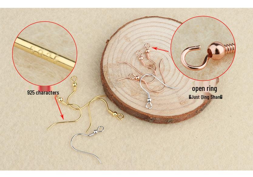 Tingxiang Sterling Silver Round Bead Earring Hooks - DIY Jewelry Accessories