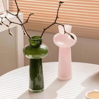 Luxury Glass Vase French Style Flower Arrangement Container Vintage Table Ornament Home Decorative