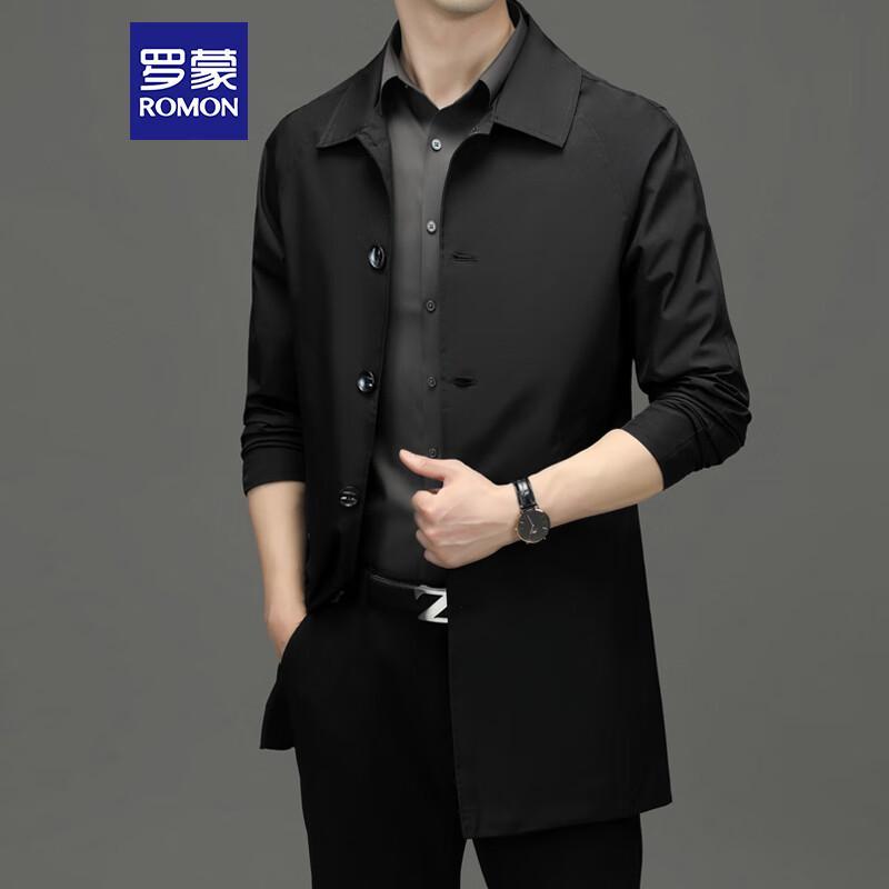 ROMON Men's Business Casual Mid-Length Trench Coat D-2021