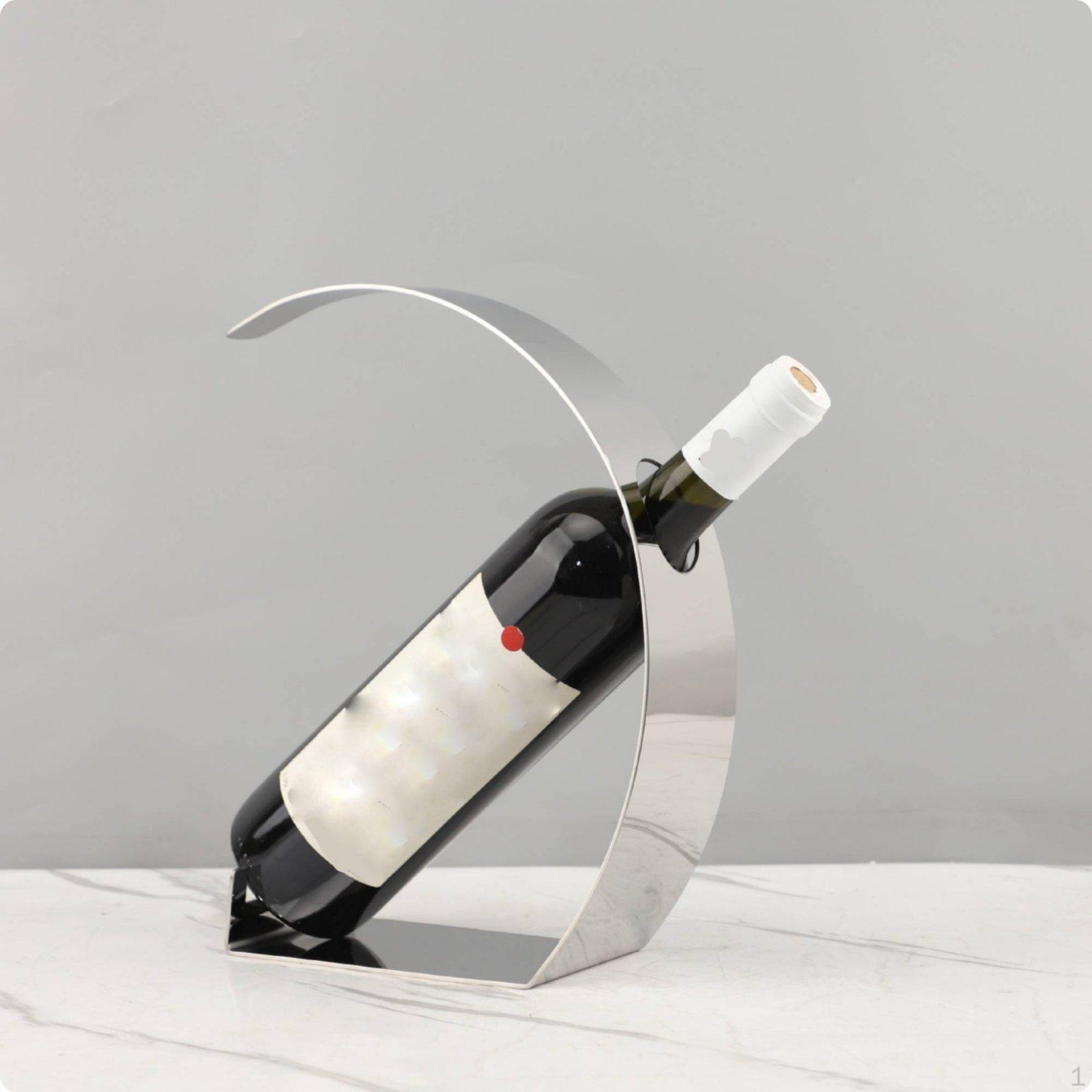 Rozsdamentes Acél Vino Állvány Minimalista Kialakítású Palacktartó Elegáns Íves Kijelző ehhez 22.4-9-27.4cm white