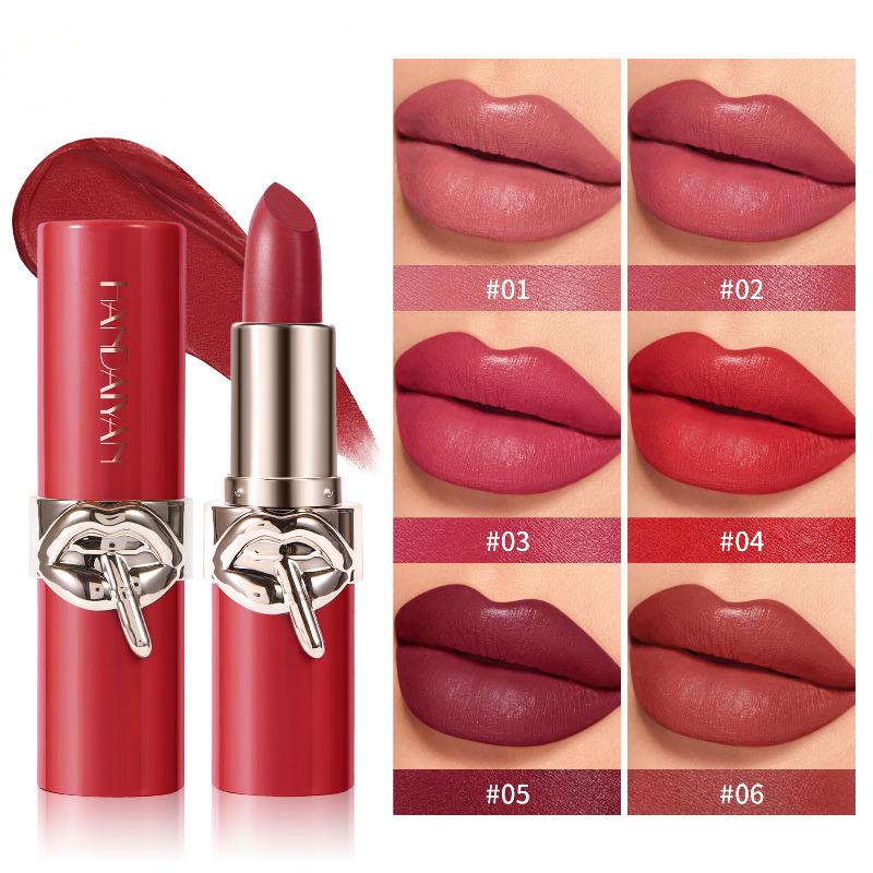 6 Farben Matter Lippenstift Nicht-Abfärbend Langhaltend Samtiges Finish Lippenstiftstift Geschmeidige Matte Lippenfarbe Wasserfest Nicht-Verblassend
