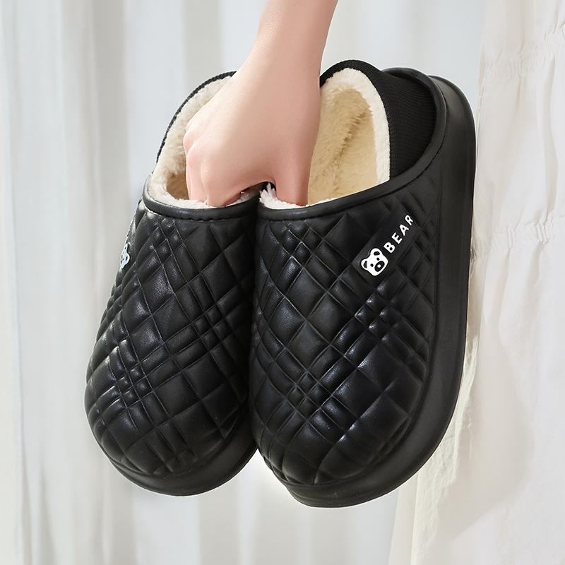 New waterproof cotton slippers men's autumn and winter indoor home thick bottom non-slip cotton drag women