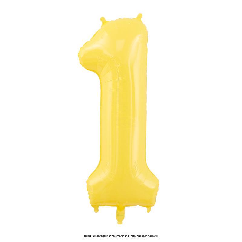 40-Inch Macaron Yellow Number Aluminum Foil Balloon - Birthday, Wedding, Outdoor Photography Prop