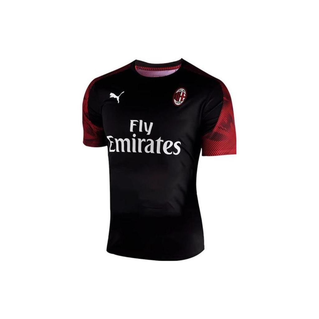 Puma 19-20 Season Ac Milan Player Training Short Sleeve T-Shirt Men Tops Black 756141-03