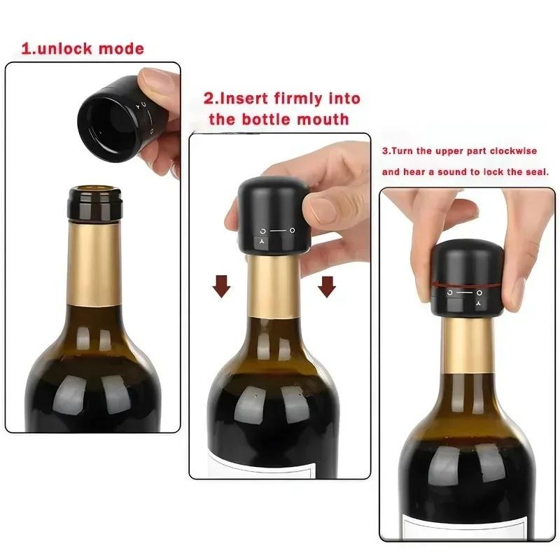 Vacuum Red Wine Champagne Stopper Rotating Lock Bottle Stopper Sparkling Wine Sealing Plug Household Red Wine Cork Bar Tool
