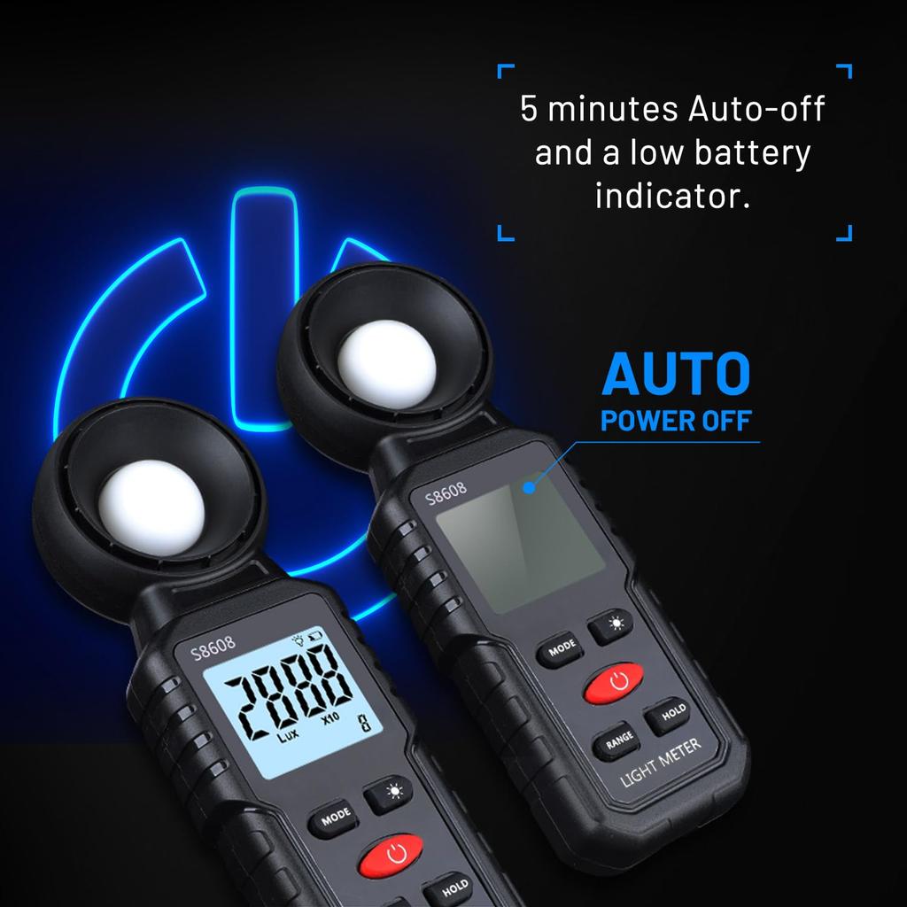 Mcbazel Digital Illuminance Lux LCD Brightness Plant Lighting Japanese Instruction Manual Included Black Meter, 200,000 Measurement, Display,