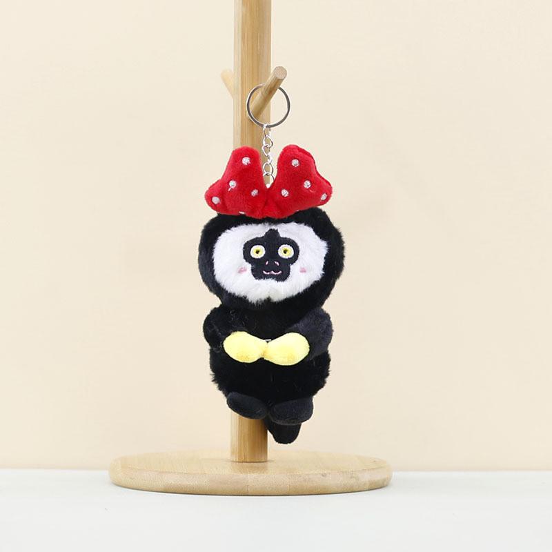 Adorable Plush Monkey Keychain Red And Pink Cute Stuffed Animal Doll For Bags And Accessories