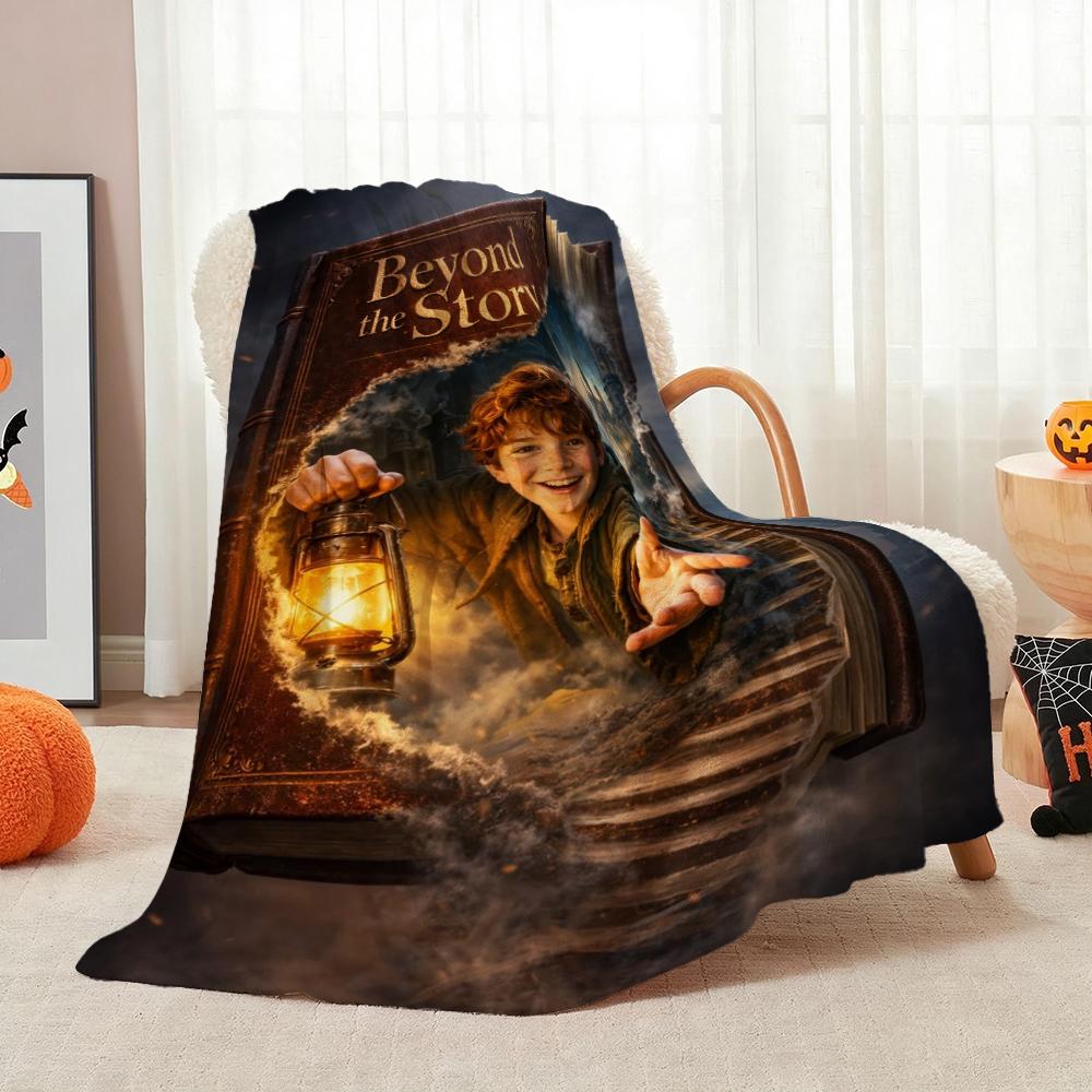 Adventure Beyond Story Printed Flannel Blanket Thick Soft Fleece Blanket For Living Room Sofa Balcony Home Decor Holiday Gift
