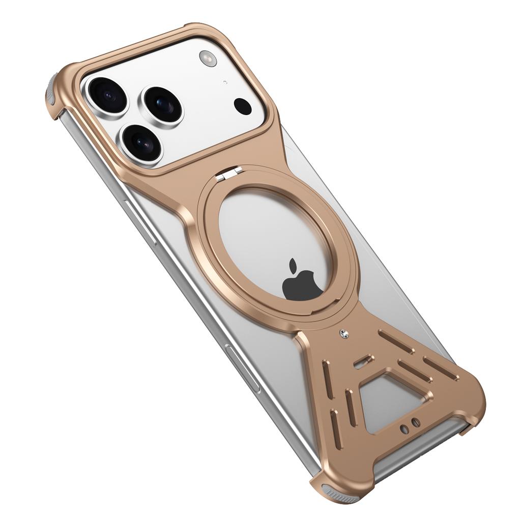 For iPhone 17 Pro Bumper Case Compatible with MagSafe Rotating Kickstand Metal Phone Cover