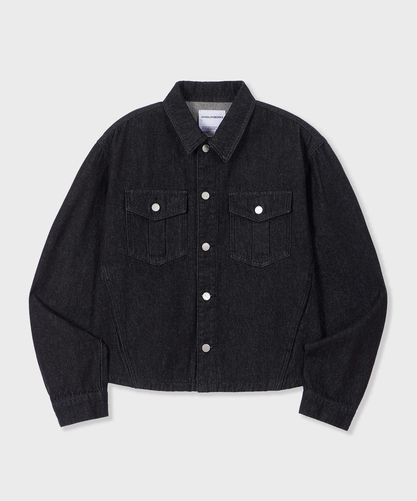 Glw Non-Faded Crop Denim Jacket Black