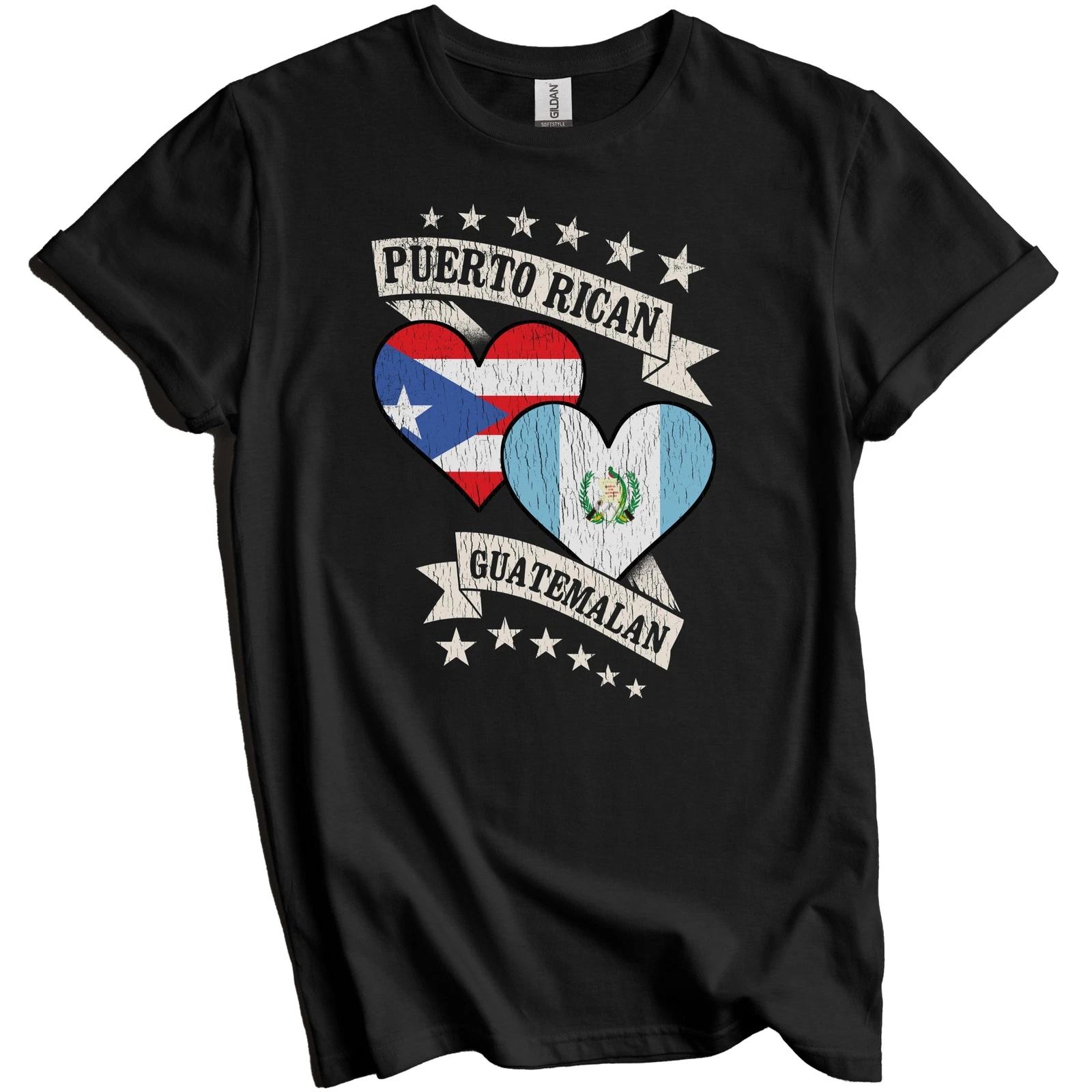 Puerto Rican Guatemalan Heart Flags Puerto Rico Guatemala T-Shirt 2XL