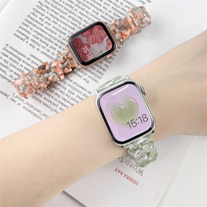 Butterfly Resin Strap for Apple Watch S10-Elastic Retractable Resin Watch Band Female Bracelet for iWatch10/9/8/7/6/5/4/3/2/1/Se/Ultra/Ultra2 42mm