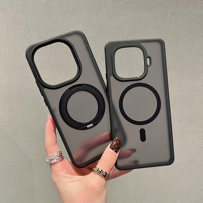 For IQOO 15 Ultra Case Magsafe Magnetic Charging Black Camera Cirlce Texture Mobile Phone Cover