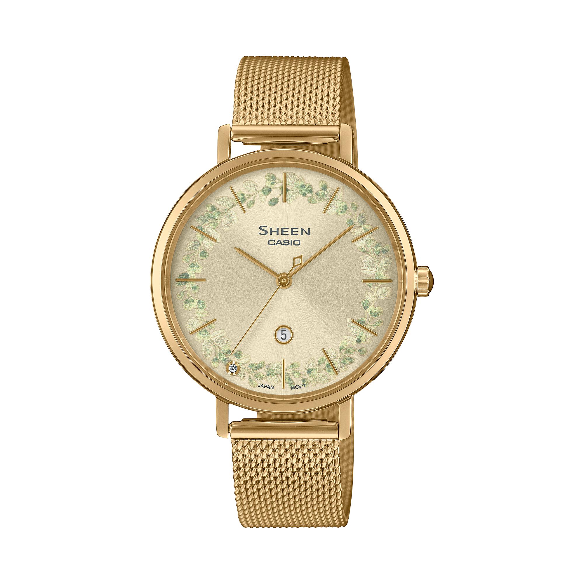 Casio Sheen Women s Stainless Steel 50M Water Resistant Analog Quartz Watch SHE-4539FGM-9A золотой