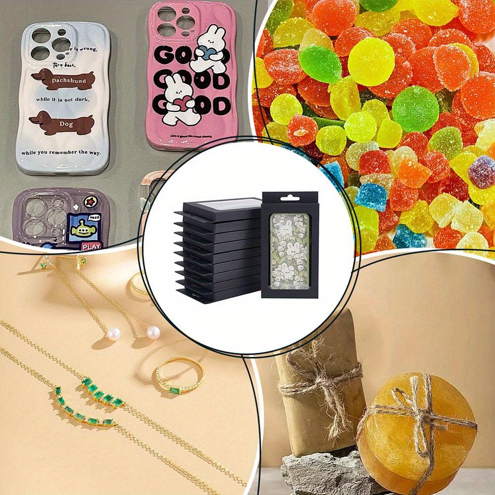 18pcs Black Cardboard Gift Boxes with PVC Window Rectangle Foldable Boxes Creative Gift Packaging for Favors Treats Jewelry Display