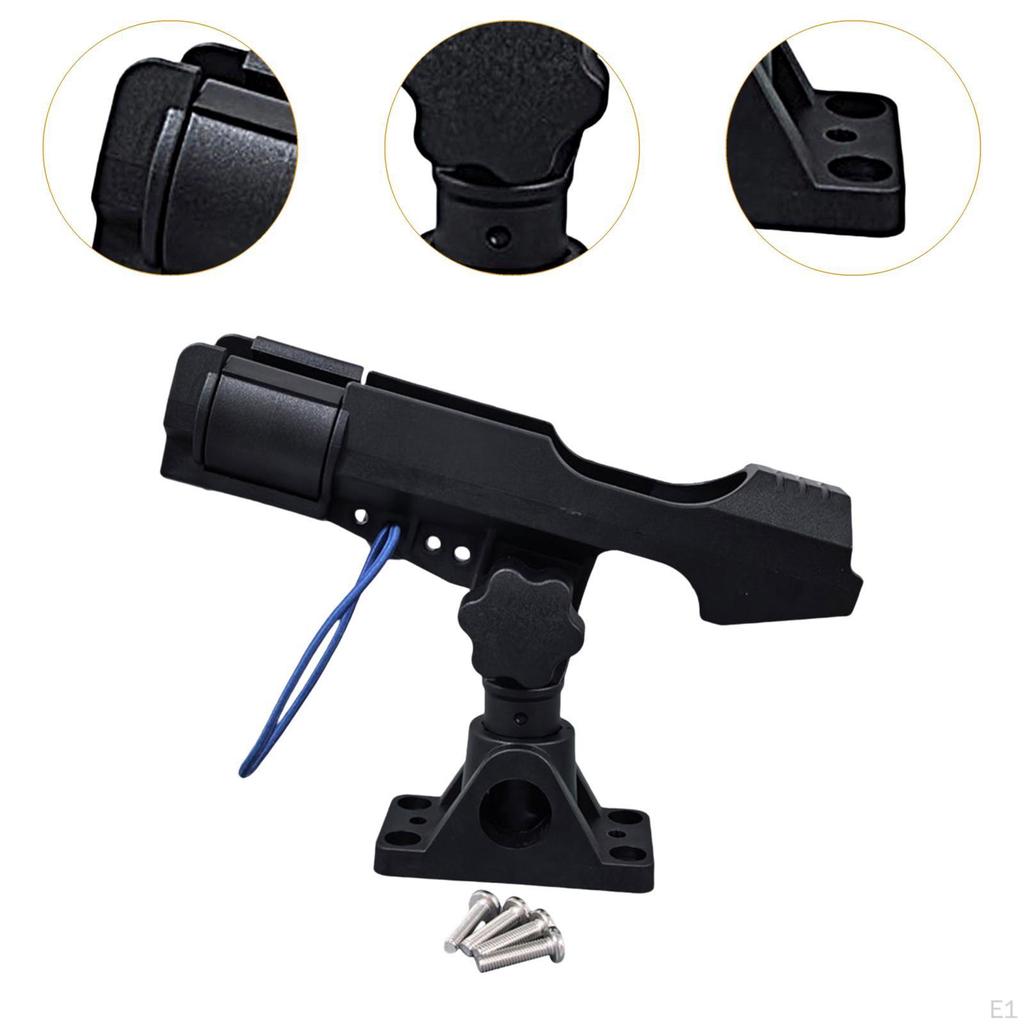 Rod Pole Holder Mount Versatile with Mounting Base Sturdy Bracket Degree Rotation for Boat Bank