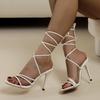 Summer Plus Size Women's Shoes Round Head Strappy Thin Heel Cross Strappy Sandals Women