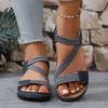 25 New Platform Sandals Women's Plus Size Stitched Wedge Casual Velcro Wear Beach Sandals Outside