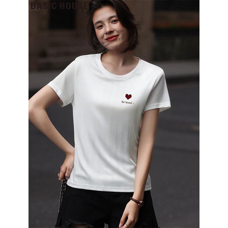 Basic House Women's Heart Print Short Sleeve T-shirt