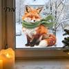 No Glue Window Art Fox Static Cling, Christmas Winter Glass Stickers, PVC Electrostatic Cling Sticker Decal for Home Door & Decoration, Removable Wall