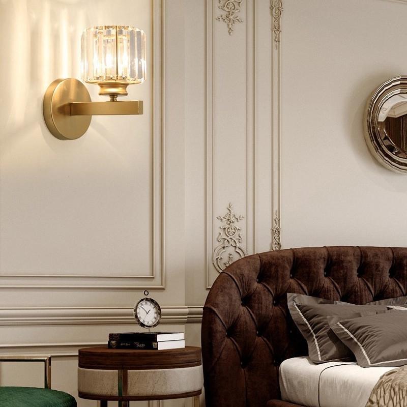 Modern Square And Circular Crystal Wall Lamps For Living Room And Bedroom Decor