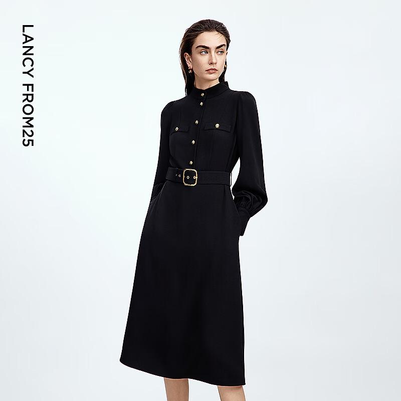 Langzi Elegant Retro A-Line Stand Collar Dress