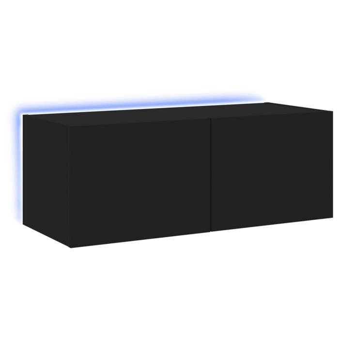 VidaXL Meuble TV Mural avec Lumières LED, Armoire de Télévision Suspendue avec Rangement, Meuble Télé Flottant Salon, 837283