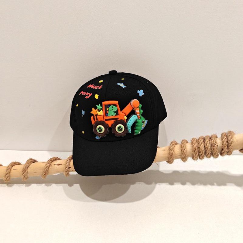 Spring Kids' Cartoon Excavator Baseball Cap - Cute, Versatile Sun Hat for Boys & Girls