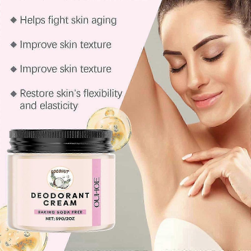 Natural Deodorant Cream, 1pcs Organic Baking Soda Free Vegan Coconut Scent for Women & Men