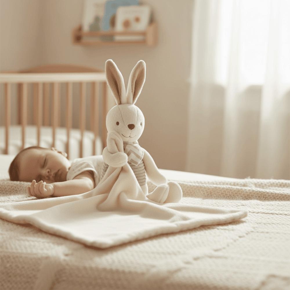 Square Shape Rabbit Square Blanket Cute Embroidery Infant Saliva Towel Infant Use