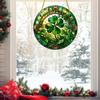 Yousheng St. Patrick's Day Acrylic Suncatcher, Green Four Leaf Clover Window Hanging Ornament, Stained Glass Style Irish Lucky Sun Catcher Decor for