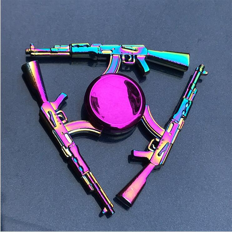 Colorful Zinc Alloy Fidget Spinner: Black Tech Stress-Relief Toy for Students and Kids.