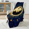 1PC Cat moon background, stars Print Adult Children Warm Blankets Home Travel Car Soft and Comfortable Suitable for all seasons