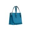 Coach Mollie Solid Color Letter Logo Zipper Closure Double-sided Leather Tote Bag Tote Shopping Bag Shoulder Crossbody Handbag Medium Women's Blue