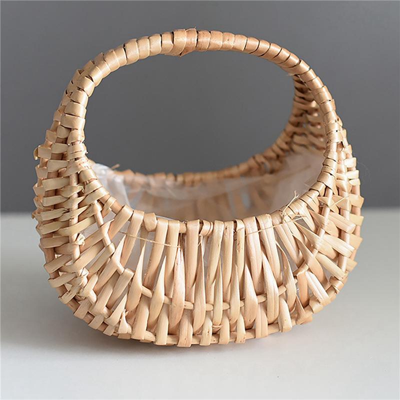 ABFS 8 Pcs Hand-Held Flower Arrangement Basket Hand-Woven Creative Flower Pot Storage Basket Flower Girl Basket Home Decor