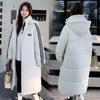 2025 new winter Korean version of loose mid-length down padded jacket, women's thickened padded jacket, over-the-knee cotton jacket, bread jacket