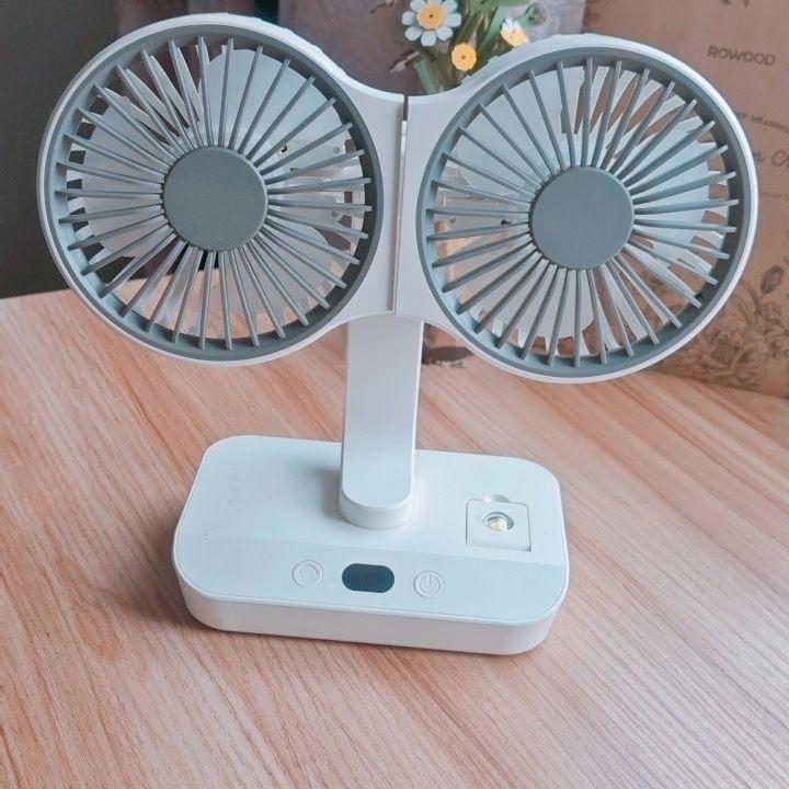 

360° Desk & Wall Mount USB Fan: No-Drill, Dual/Single Head, Strong Wind Default