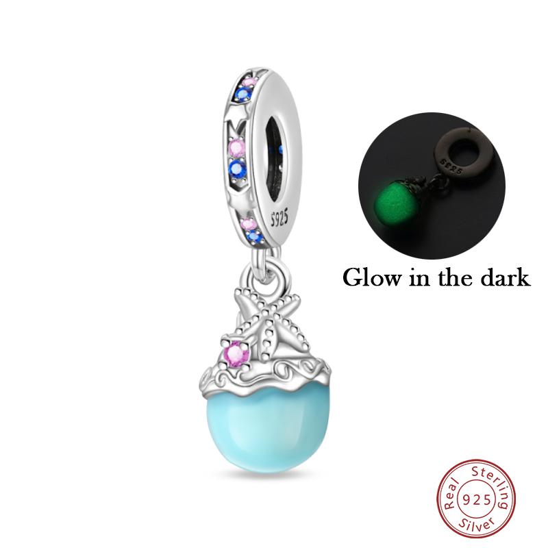 Summer Ocean Series 100% Copper Blue Luminous Jellyfish Seashells Fish Charms Beads Fit Qikaola Bracelets Jewelry