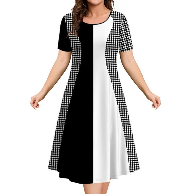 Oversized Summer Women's Short Sleeve Dress Plus Size Women's Loose Short Dress Casual Printed Fashion Party Dresses